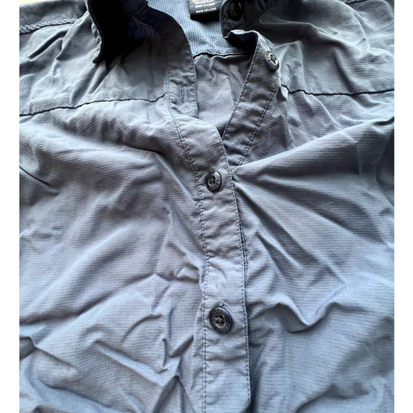REI Tactel Nylon Blue Vented Short Sleeve Button Front Top Size Medium - Picture 4 of 12